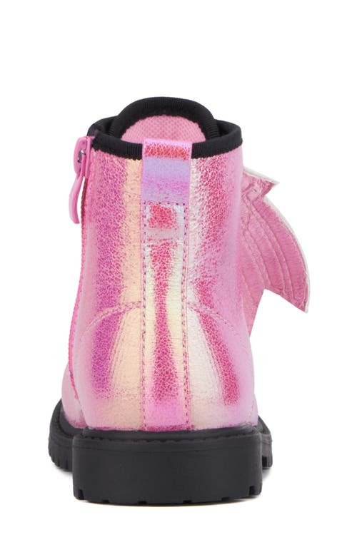 Olivia Miller Kids' Crystal Sky Metallic Combat Boot In Pink