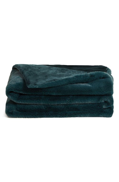 UnHide Lil' Marsh Mini Faux Fur Throw Blanket in Emerald Kitten