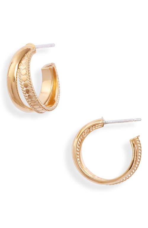 Anna Beck Smooth Dome & Dotted Crossover Hoop Earrings in Gold