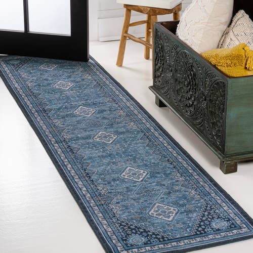 Jonathan Y Dalyan Geometric Medallions Machine-washable Area Rug In Blue/gray