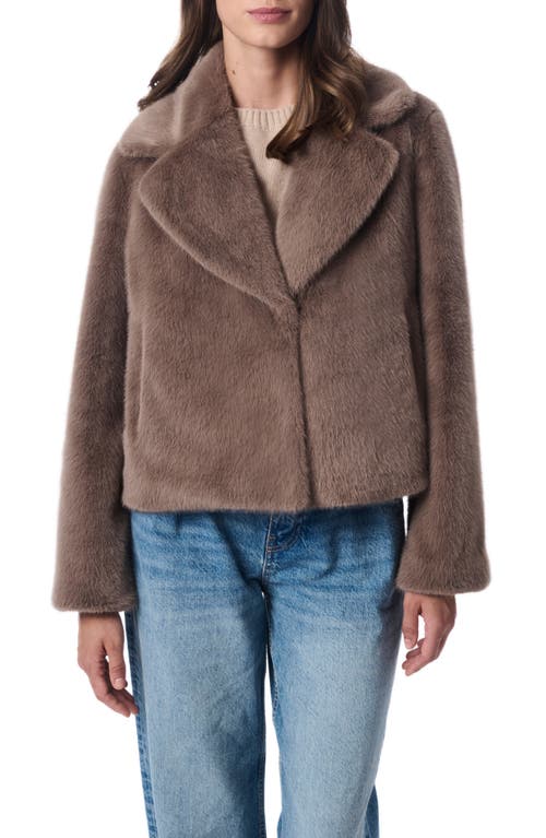 Bernardo Short Faux Fur Coat In Plush Taupe