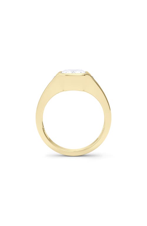 Hautecarat Emerald With Trapezoid Lab Created Diamond Ring In 2.50 Ctw 18k Yellow Gold