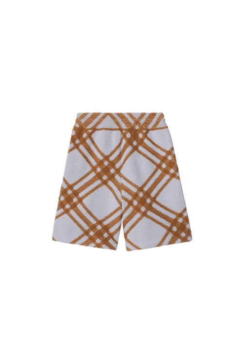 Shop Burberry Check Wool Cashmere Shorts In Slate Blue