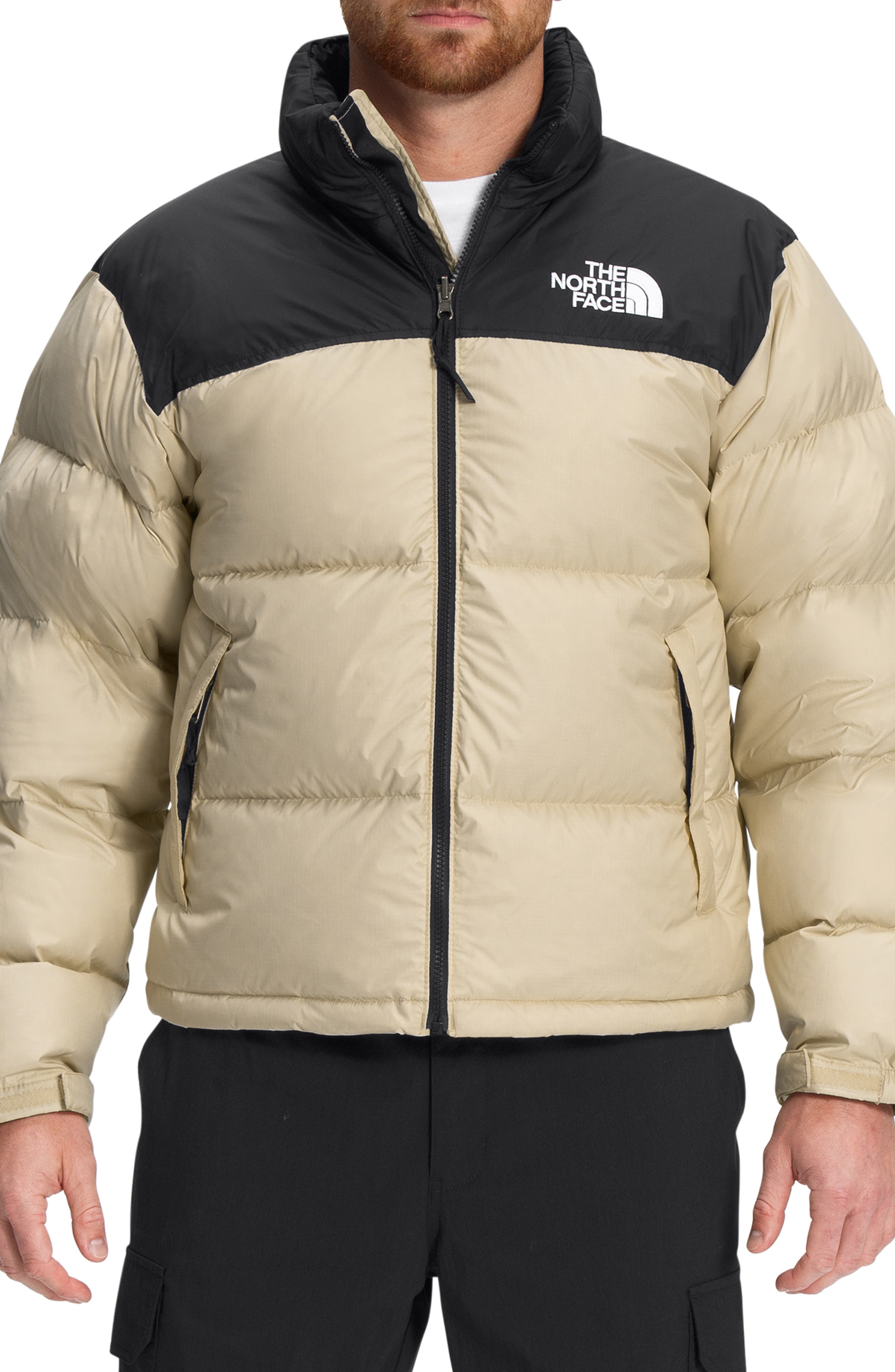 beige north face jacket puffer