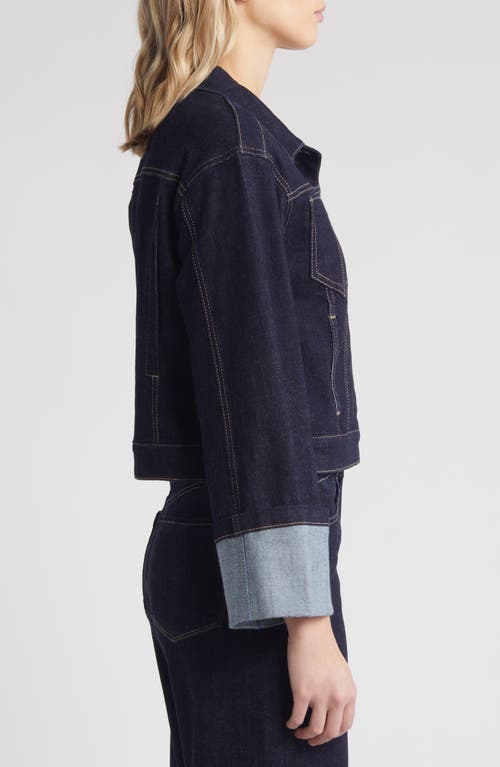 Wit & Wisdom Cuff Crop Denim Jacket In Indigo