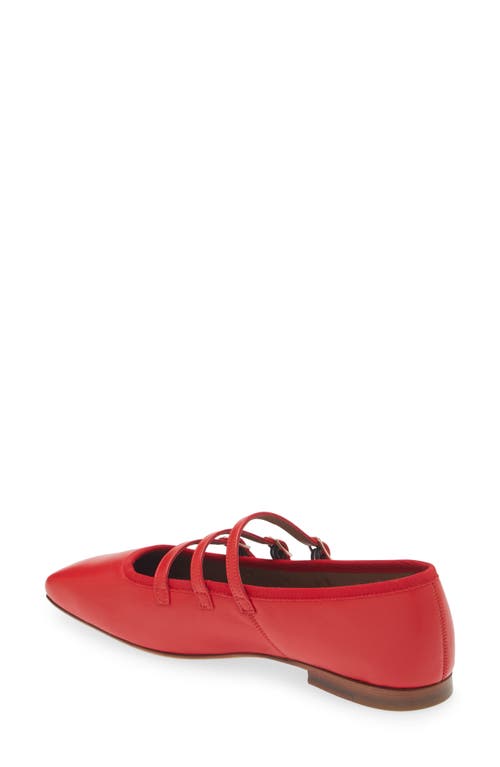 Shop Mansur Gavriel Square Toe Mary Jane Flat In Poppy