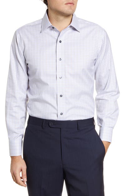 Click to view more detailed imagery on our partner's website Lorenzo Uomo Trim Fit Check Dress Shirt In White/ Tan