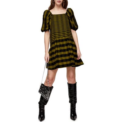 Topshop Texture Check Minidress, US (fits like 6-8) - Black