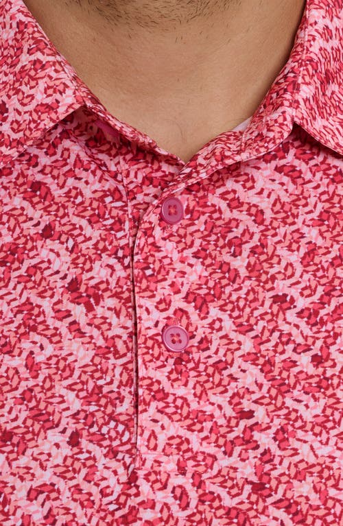 Shop Robert Graham Tyne Geo Pattern Performance Golf Polo In Coral