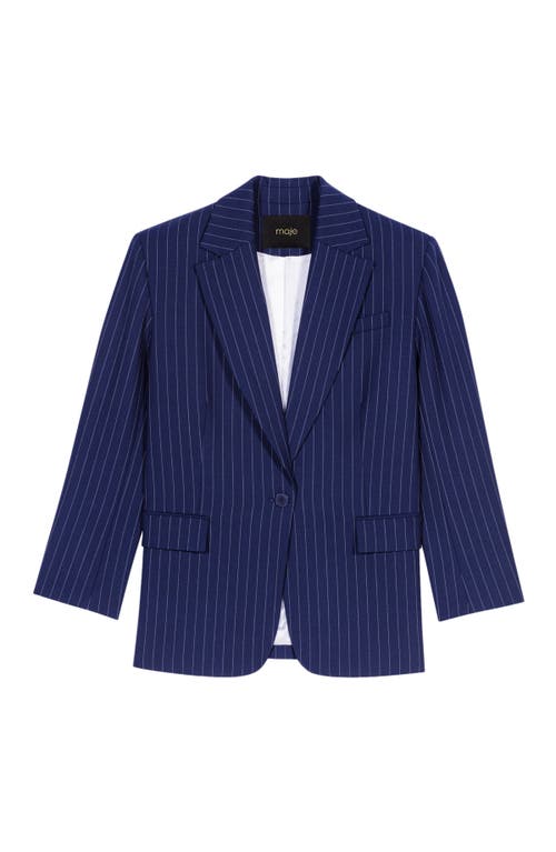 Shop Maje Striped Suit Jacket In Navy Tennis Stripe