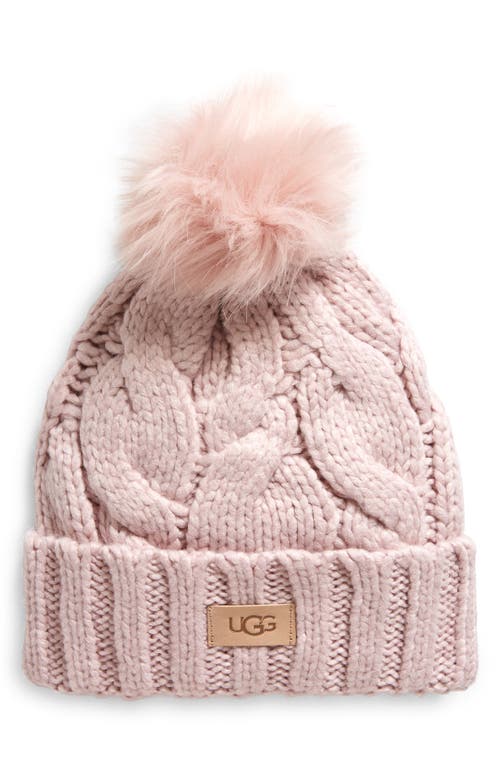 UGG(r) Cable Knit Pom Beanie in Mauve