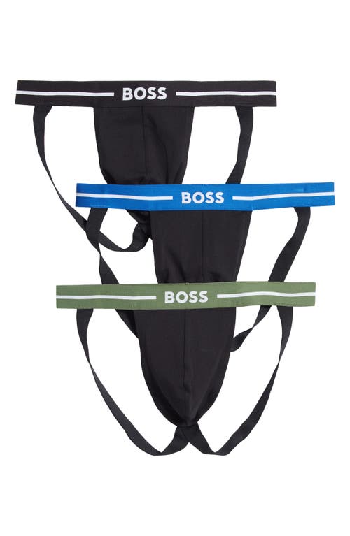 Shop Hugo Boss Boss Assorted 3-pack Stretch Cotton Jockstraps In Open Miscellaneous