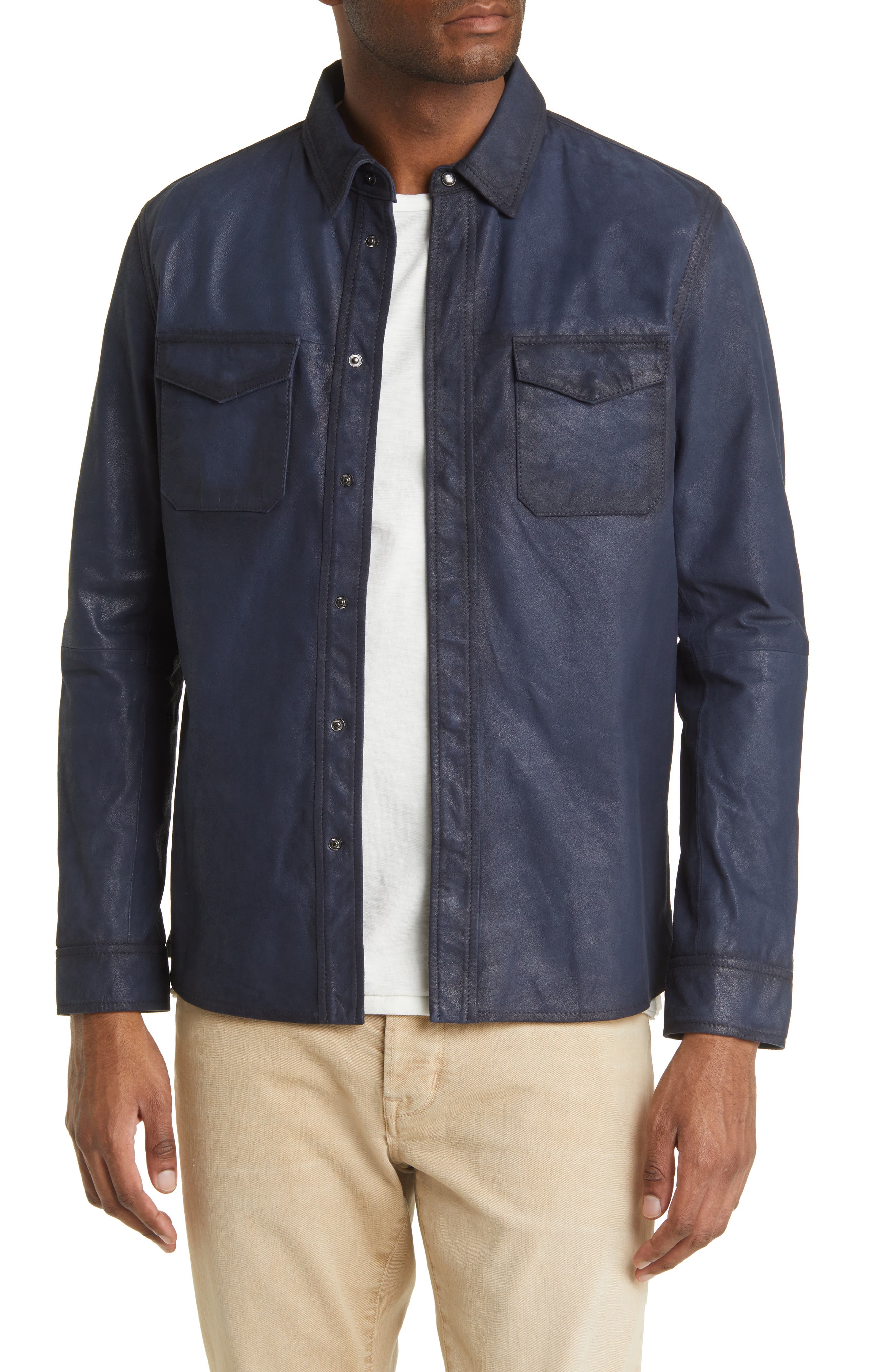 John Varvatos Izzy Leather Shirt Jacket 