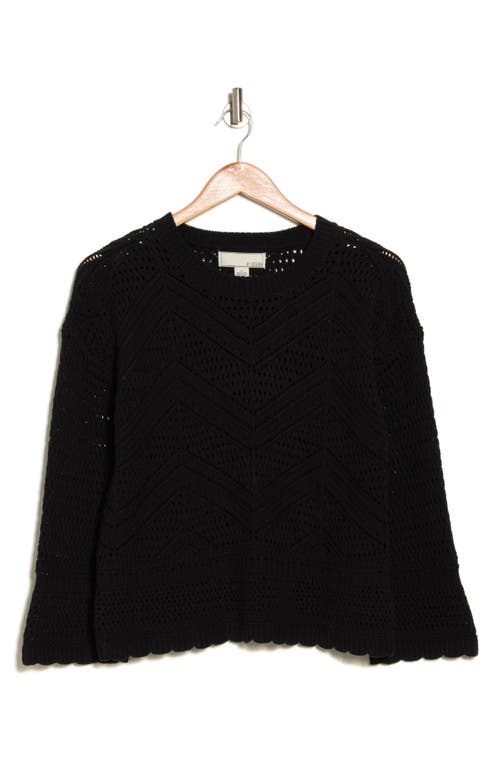 By Design Eliana Openwork Sweater In Black