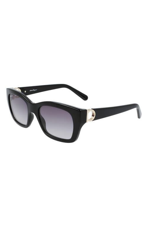 Ferragamo 53mm Rectangular Sunglasses In Black/grey