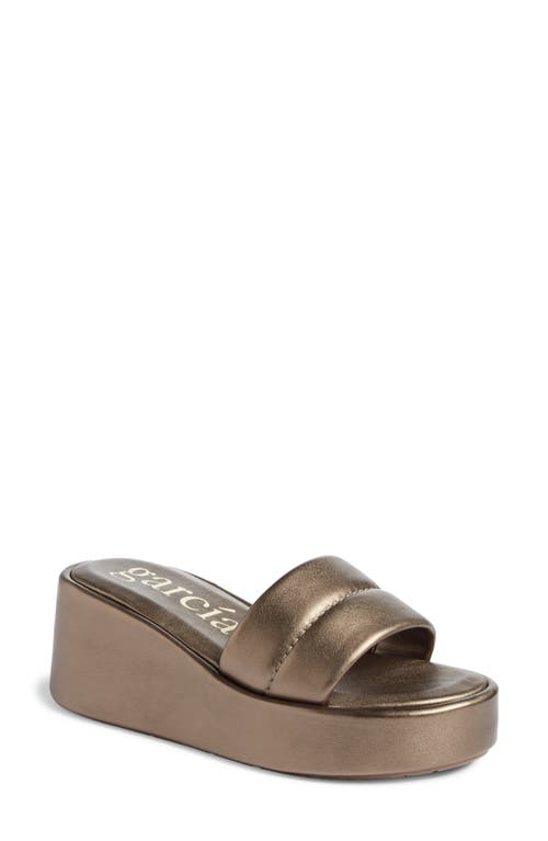 Pedro Garcia Valencia Platform Wedge Slide Sandal Bronze Nappa Lame at Nordstrom,