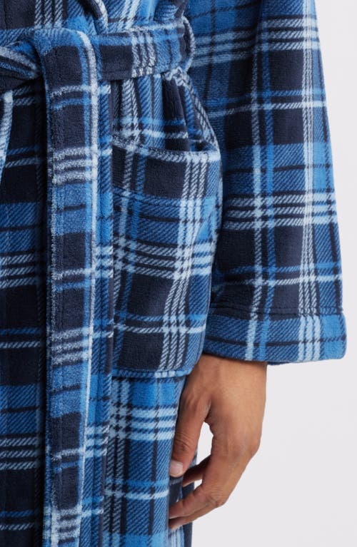 Majestic Men's Plaid Plush Fleece Robe In Blue Plaid