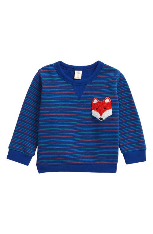 Tucker + Tate Appliqué Stripe Sweatshirt in Blue Surf Fox Stripe