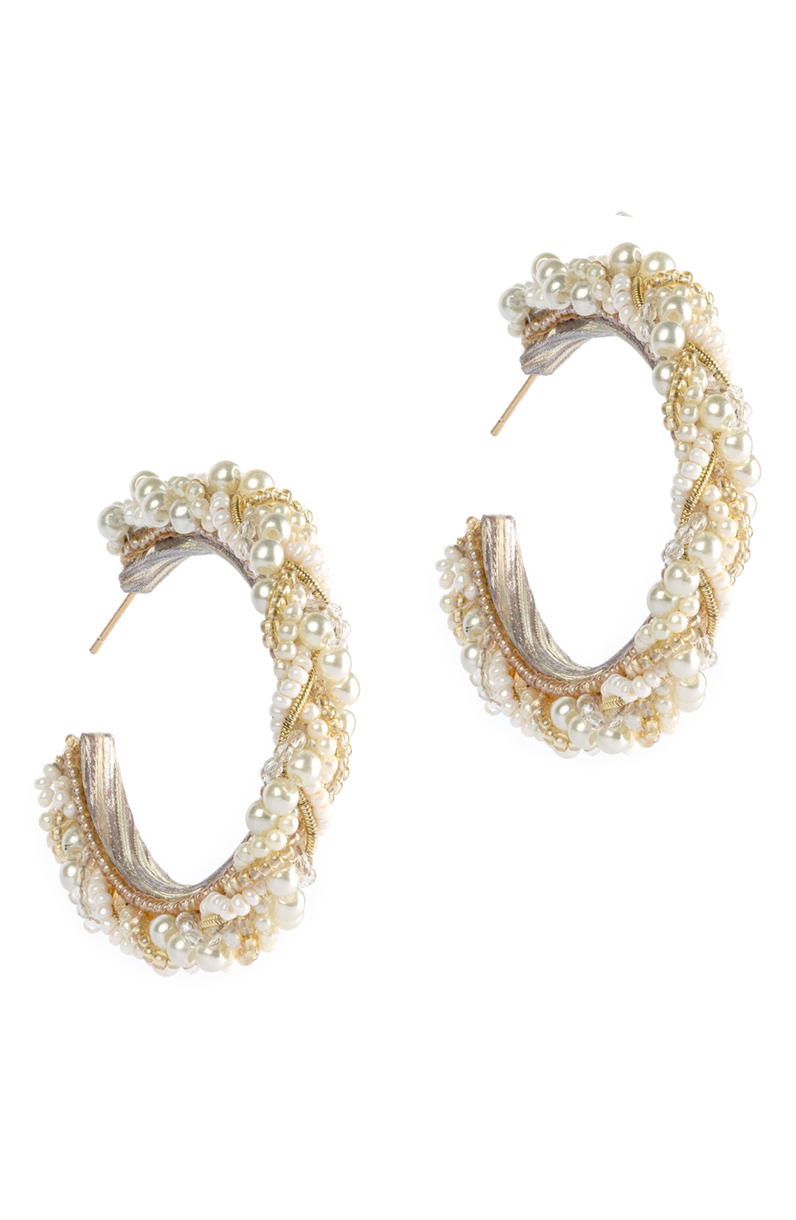 Deepa Gurnani Charisma Hoop Earrings in Gold 