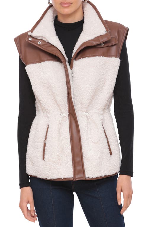 Shop Bagatelle Mixed Media Vest In Cocoa Dust/cream Combo