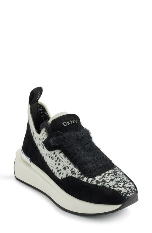 Shop Dkny Aveline Wedge Sneaker In Black/off White