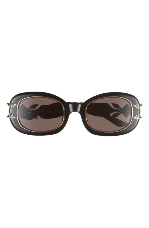 Casablanca Laurel Oval Sunglasses in Black /Gold /Laurel /Grey at Nordstrom