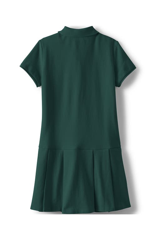 Shop Lands' End School Uniform Girls Short Sleeve Mesh Pleated Polo Dress In Evergreen