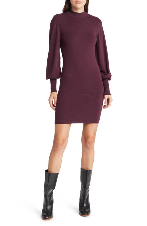 Holly Karris Blouson Sleeve Sweater Dress in Winetasting