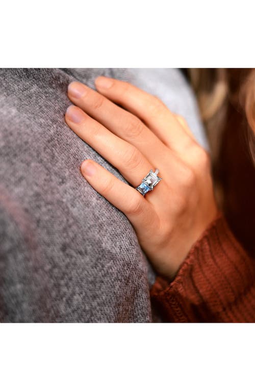 Delmar Square Green Quartz & Blue Quartz Ring In Silver/green/blue