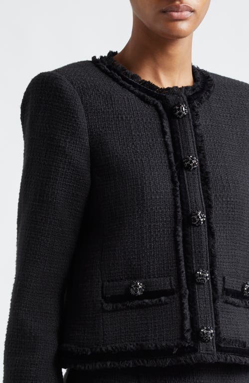 Shop Cinq À Sept Christie Velvet Trim Cotton Bouclé Jacket In Black