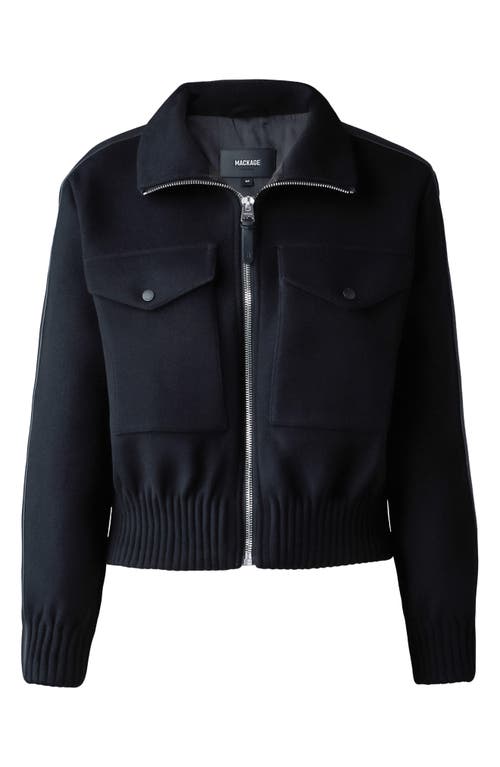 Shop Mackage Patty Leather Trim Double Face Virgin Wool Jacket In Black