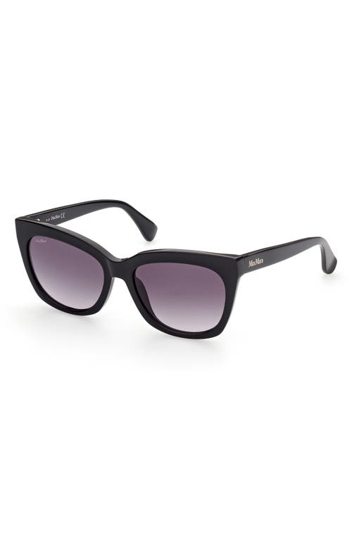 Shop Max Mara 55mm Square Sunglasses In Shiny Black/gradient Smoke