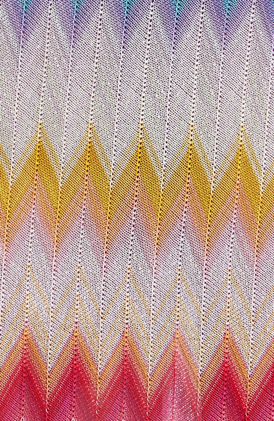 Shop Missoni Metallic Chevron Stripe Knit One-piece Swimsuit In Multicolor White Base