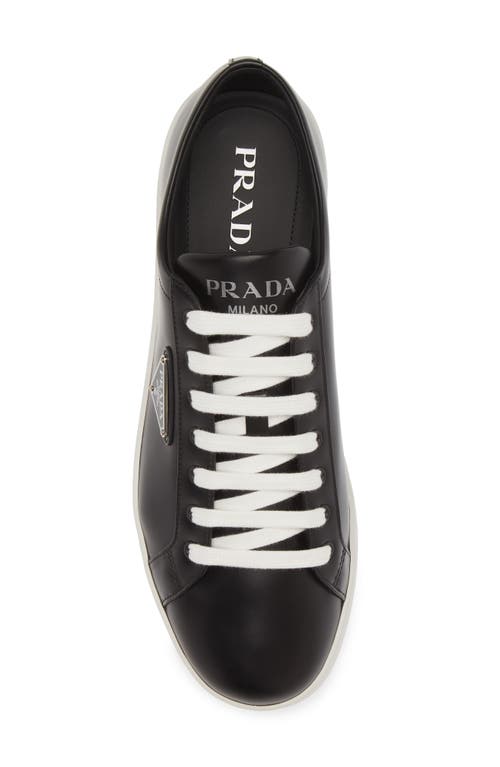 Shop Prada Lane Triangle Logo Low Top Leather Sneaker In Nero