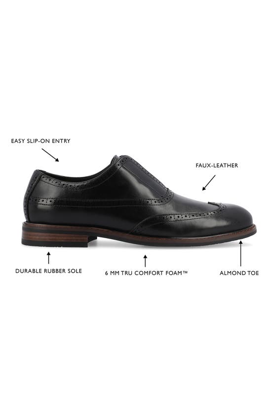 Shop Vance Co. Nikola Tru Comfort Wingtip Slip-on Oxford In Black