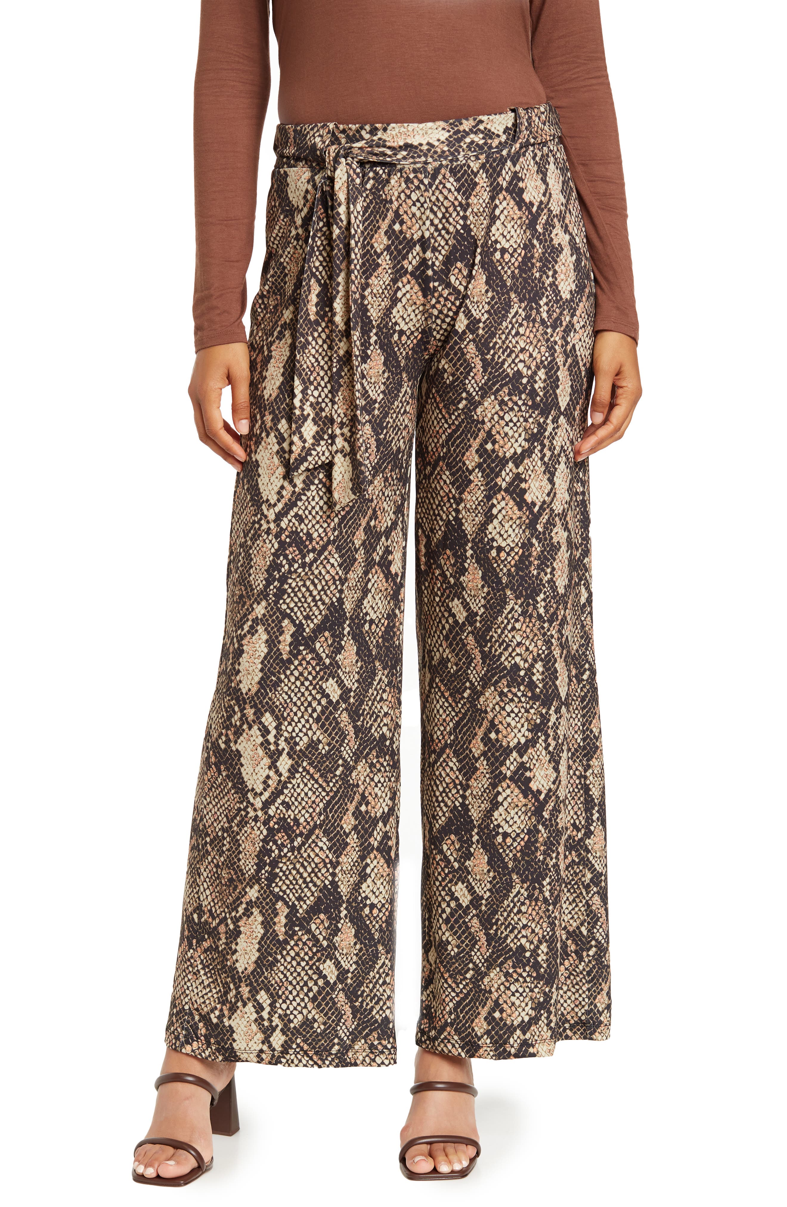 PHILOSOPHY REPUBLIC CLOTHING Snake Print Pull-On Wide Leg Pants ...