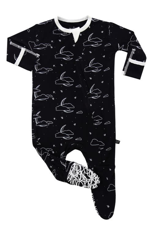 Peregrine Kidswear Moonscape Fitted One-Piece Pajamas Black at Nordstrom,