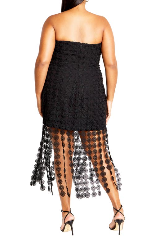 City Chic Ebony Strapless Crochet Lace Minidress In Black