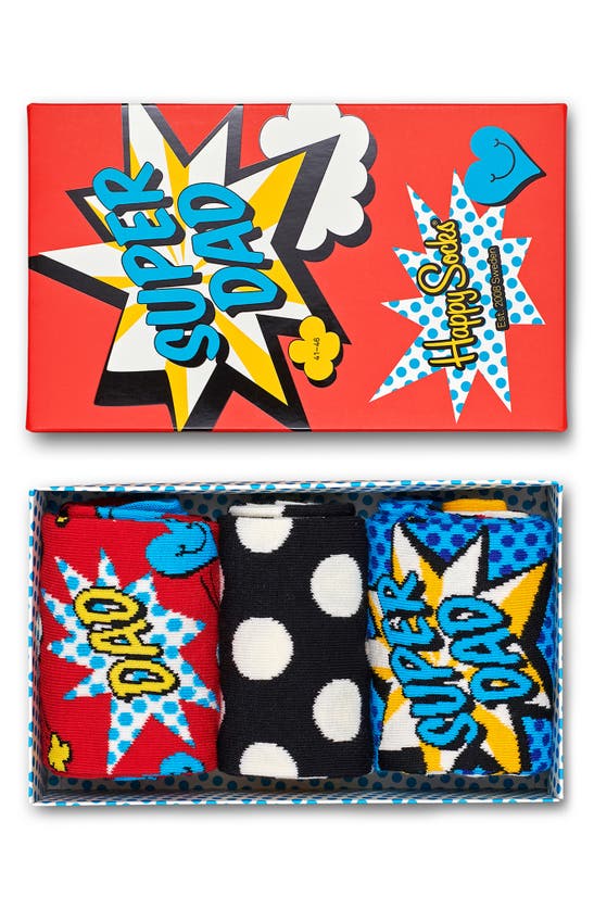 Happy Socks Assorted 3-pack Crew Socks Gift Box In Medium Multi