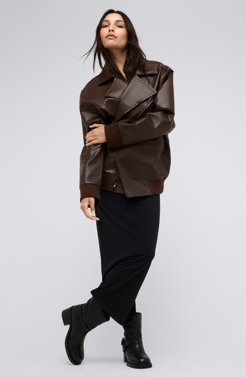 Shop Kenneth Cole Oversize Faux Leather Jacket In Medium Bark