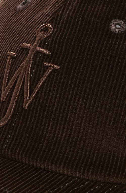 Shop Jw Anderson Embroidered Anchor Logo Corduroy Baseball Cap In Dark Brown