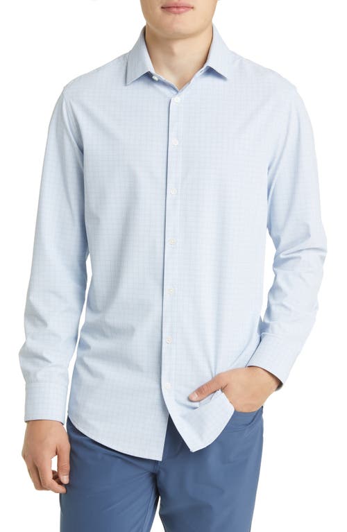 Mizzen+Main Leeward Check Performance Stretch Button-Up Shirt in Light Blue Mini Plaid