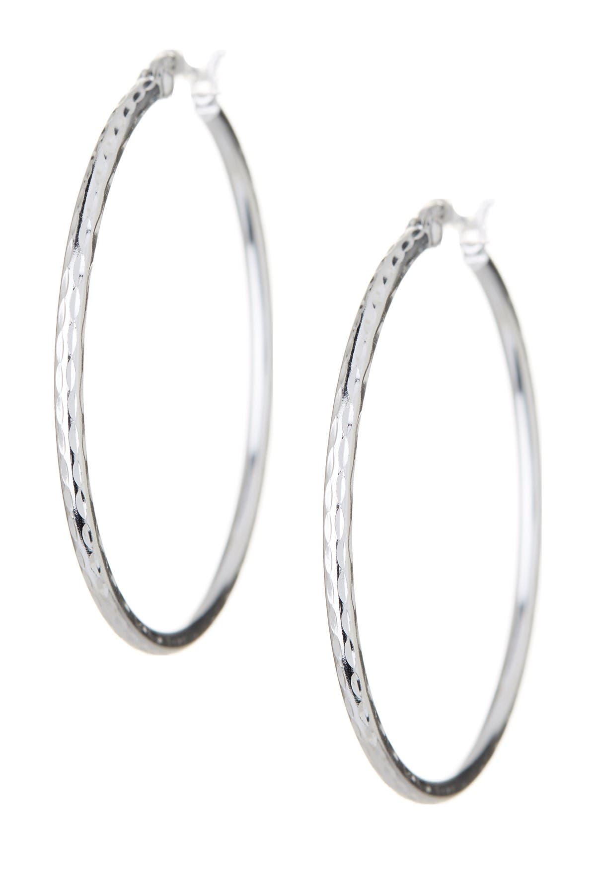 Argento Vivo Sterling Silver Medium Hammered Hoop Earrings
