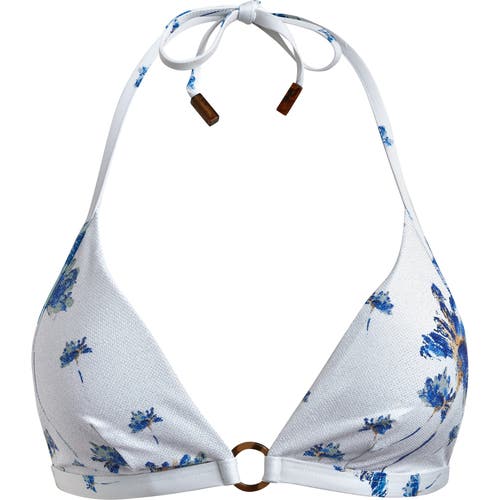 Shop Vilebrequin Herbier Shiny Jersey Halter Bikini Top In Off-white