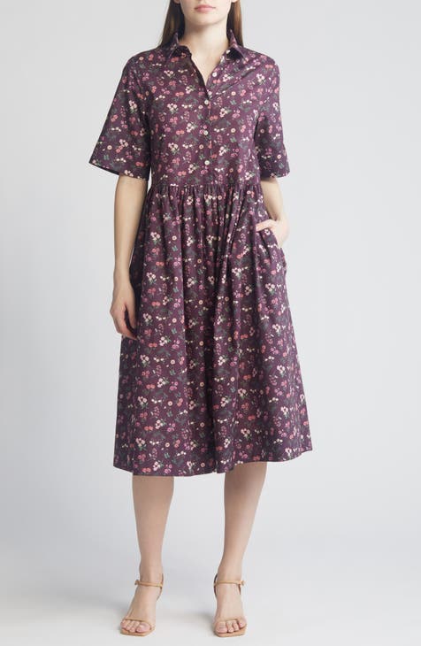 Gallery Floral Cotton Midi Shirtdress (Nordstrom Exclusive)