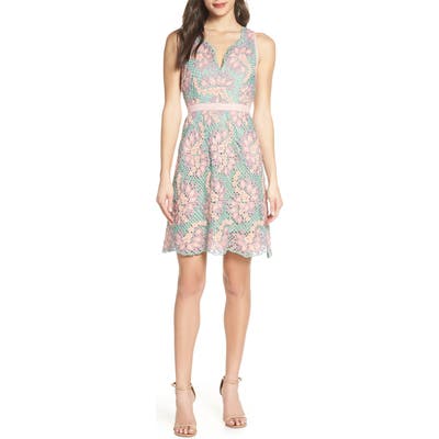 Foxiedox Jasmine Lace Fit & Flare Dress, Green