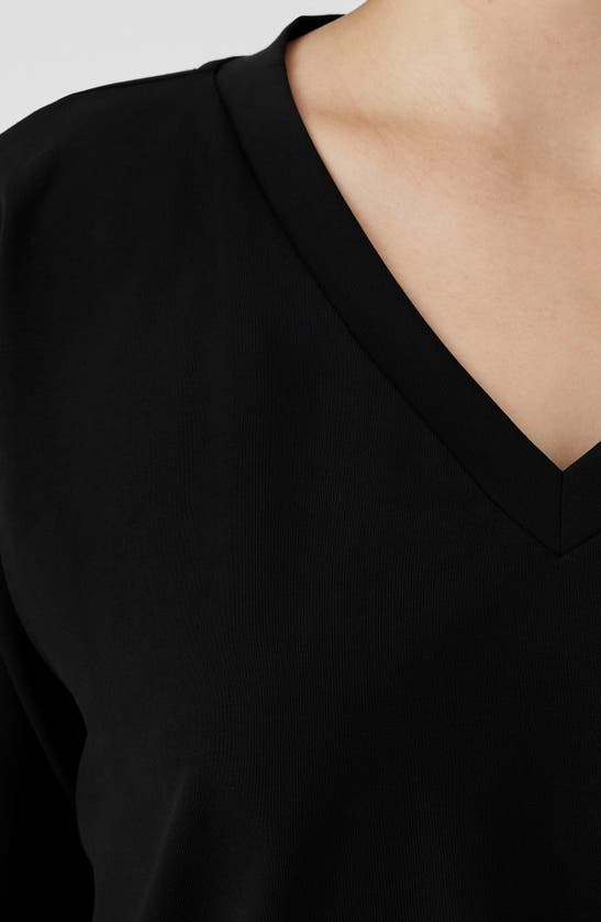 Shop Eileen Fisher Boxy V-neck Stretch Organic Cotton T-shirt In Black