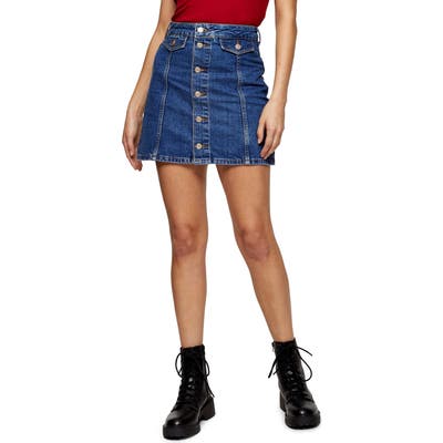Topshop Denim Miniskirt, US (fits like 10-12) - Blue