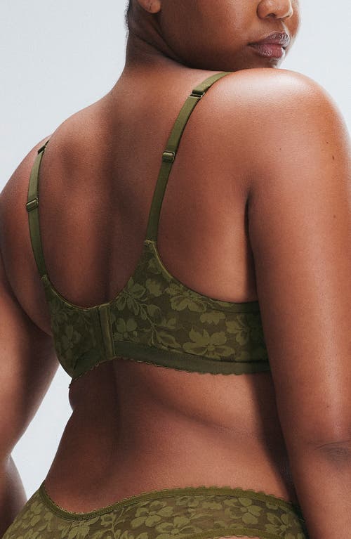 Shop Savage X Fenty Lavish Lace Unlined Plunge Bra In Military Olive Green