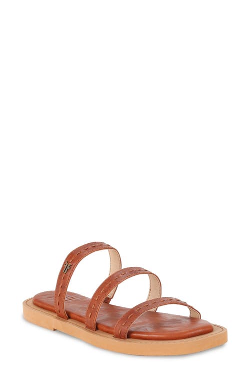 Frye Faye Strappy Slide Sandal in Cognac Oyster Leather